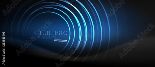 Dark abstract background with glowing neon circles
