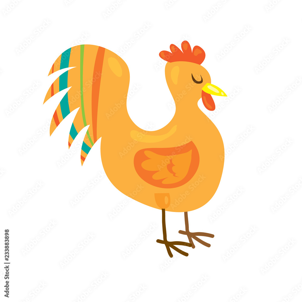 isolated cartoon illustration on white background of color countryside bird - cock