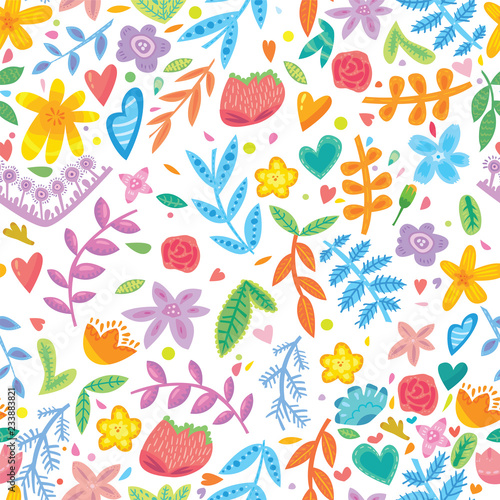 Fototapeta Naklejka Na Ścianę i Meble -  Cute color flower seamless pattern