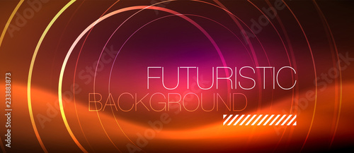 Neon glowing techno lines, hi-tech futuristic abstract background template with square shapes
