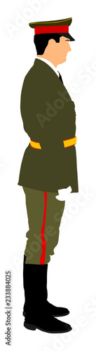 Army soldier ceremony standing vector illustration isolated on white background. (Memorial day, Veteran's day, 4th of july, Independence day).  Soldier saluting in uniform on defile. 