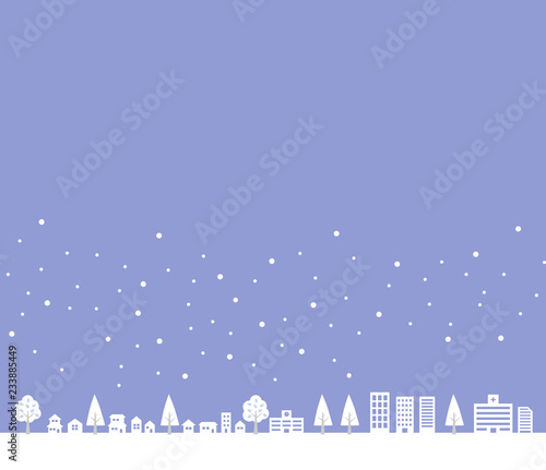 雪の結晶と街並み