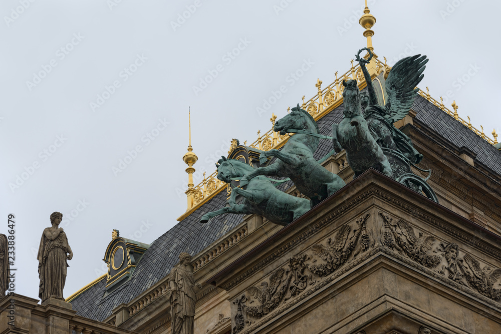 Details of National Theatre decorations and sculptures, Prague, Czech Republic.