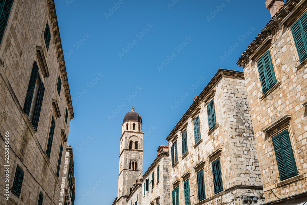 Tall Dominican church bell tower