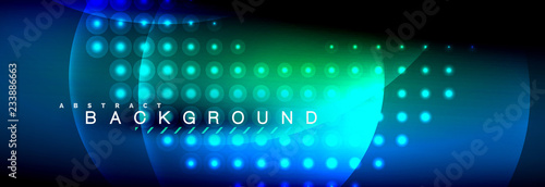 Vector blurred neon glowing circles with flowing and liquid light concept, energy magic fantastic abstract background