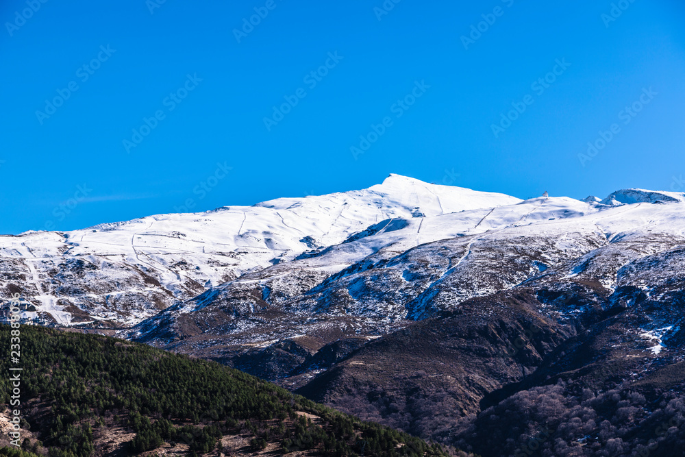 Sierra Nevada snow mountain in region of Andalusia in Spain