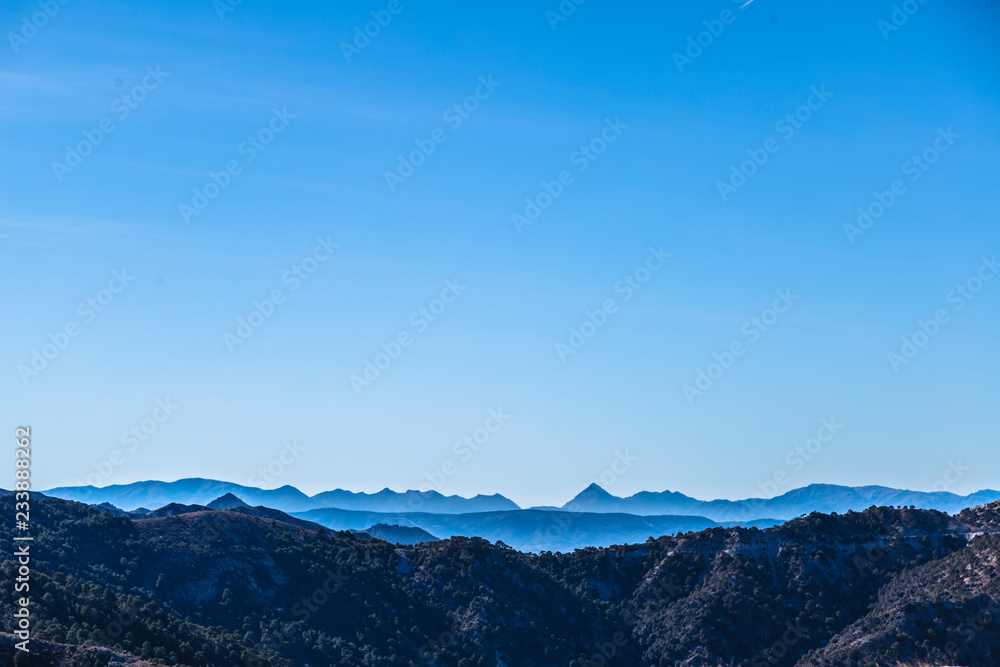 Beautiful blue sky and mountains in Sierra Nevada, Spain