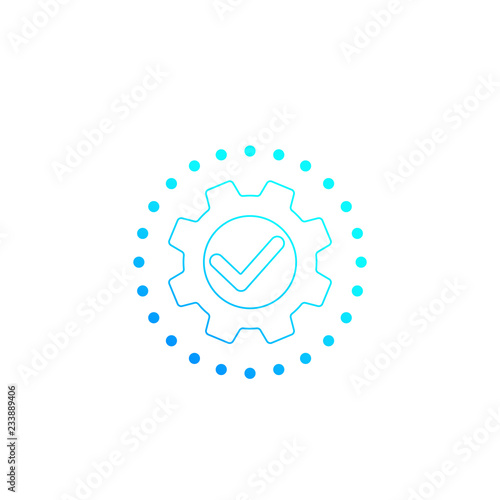 Execution icon with cogwheel, vector