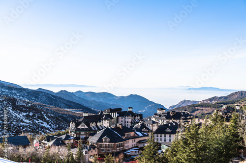 Town of Pradollano ski resort in Spain in Sierra Nevada