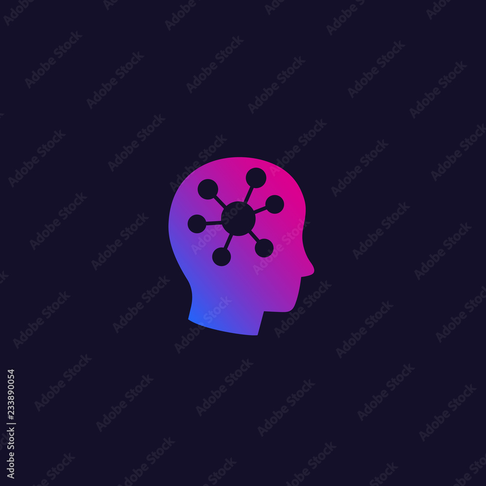 Psychology icon with human head Psychology icon with human head