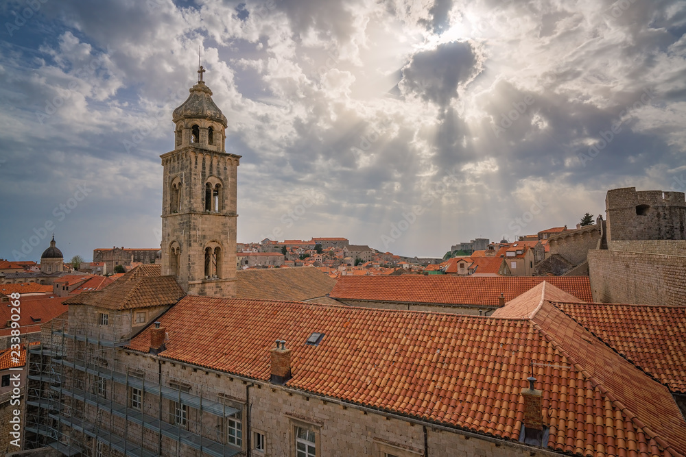 Church bell tower in Dubrovnik