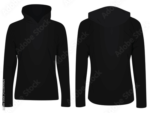 Black hooded sweater. vector illustration