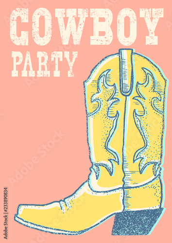 Cowboy boot.Vector hand drawn graphic illustration