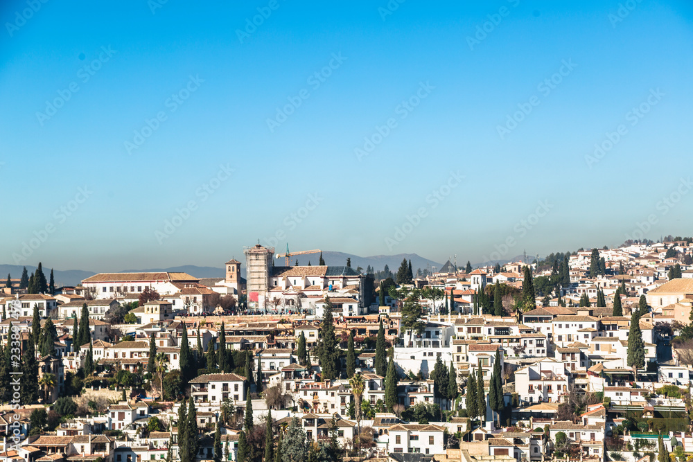 View of part of historical city of Granada, Spain region