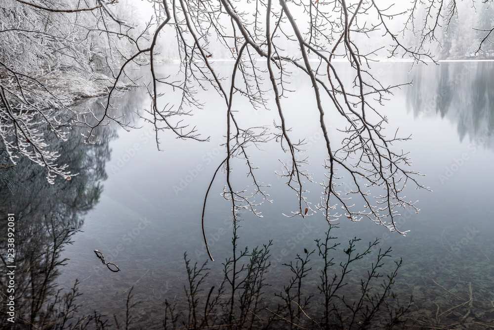 Winter in Plitvice Lakes National Park, Lika-Senj County, Karlovac County, Croatia. Winter in Plitvice Lakes National Park, Lika-Senj County, Karlovac County, Croatia.