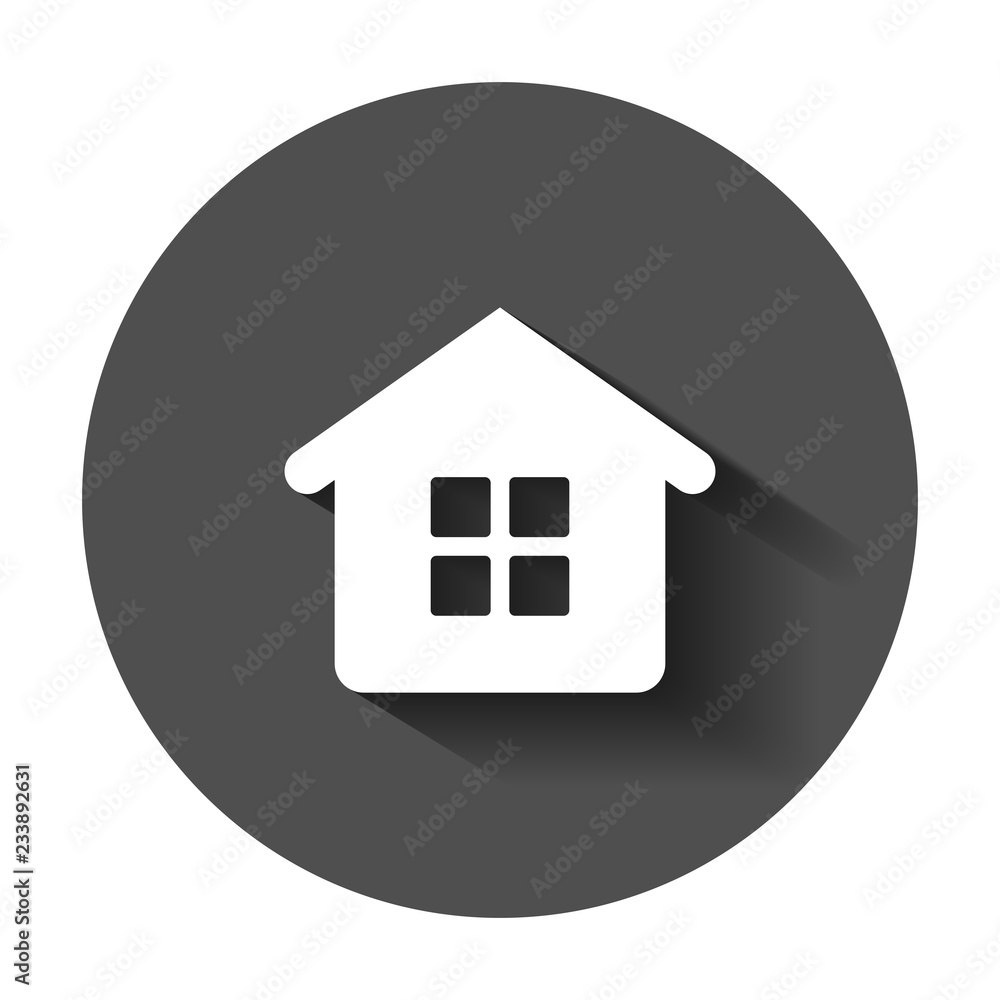 House building icon in flat style. Home apartment vector illustration with long shadow. House dwelling business concept. House building icon in flat style. Home apartment vector illustration with long shadow. House dwelling business concept.
