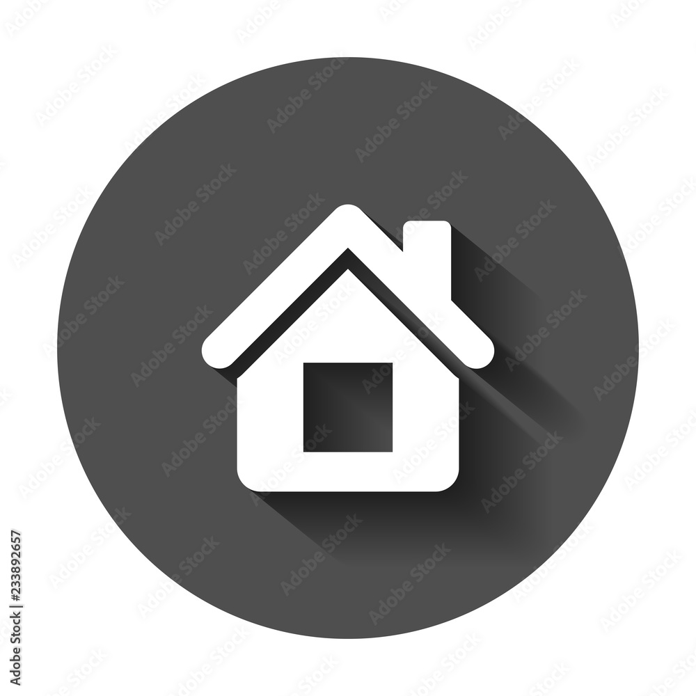 House building icon in flat style. Home apartment vector illustration with long shadow. House dwelling business concept. House building icon in flat style. Home apartment vector illustration with long shadow. House dwelling business concept.