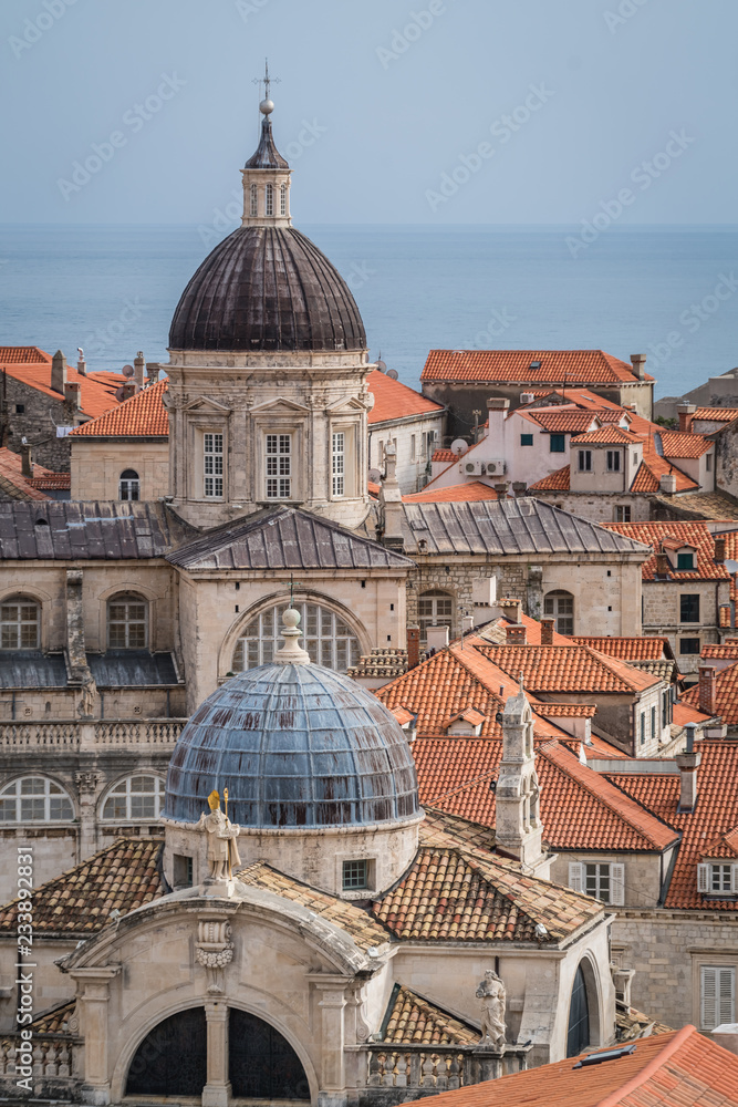 Imposing Church tower dome in Dubrovnik