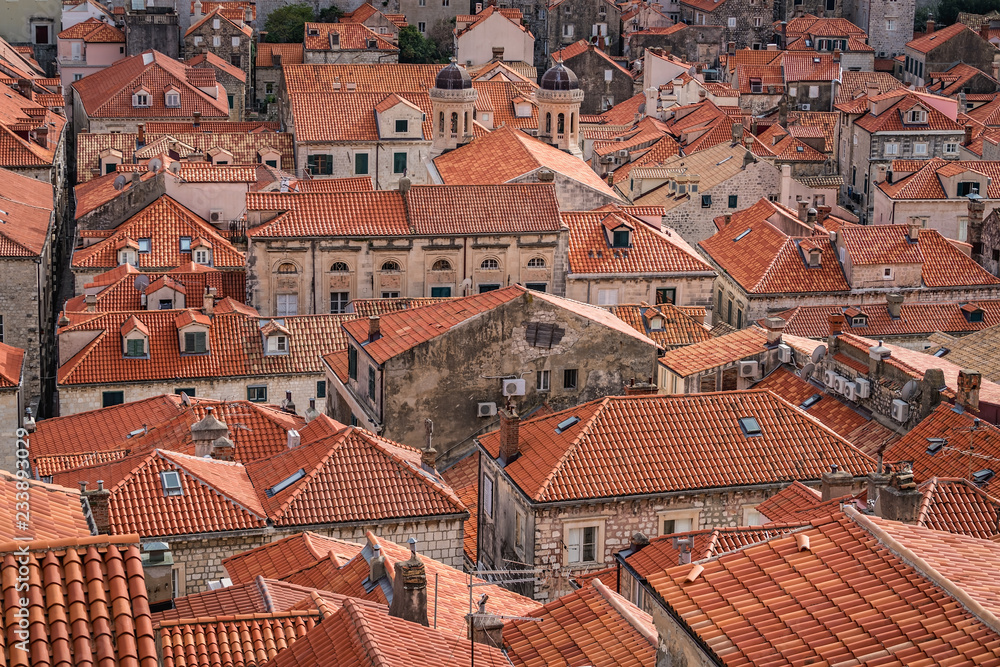 Rooftops of old houses in Dubrovnik