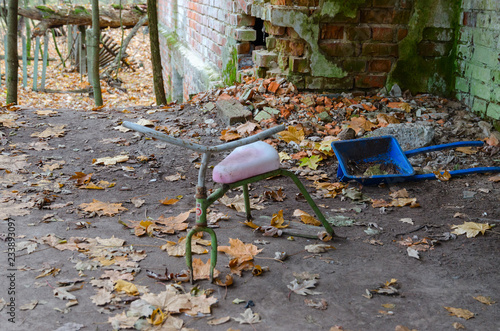 Abandoned kindergarten in destroyed village of Kopachi (Chernobyl nuclear power plant exclusion zone), Ukraine photo