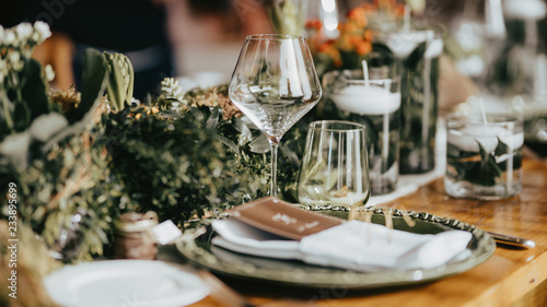 table with wedding decorations