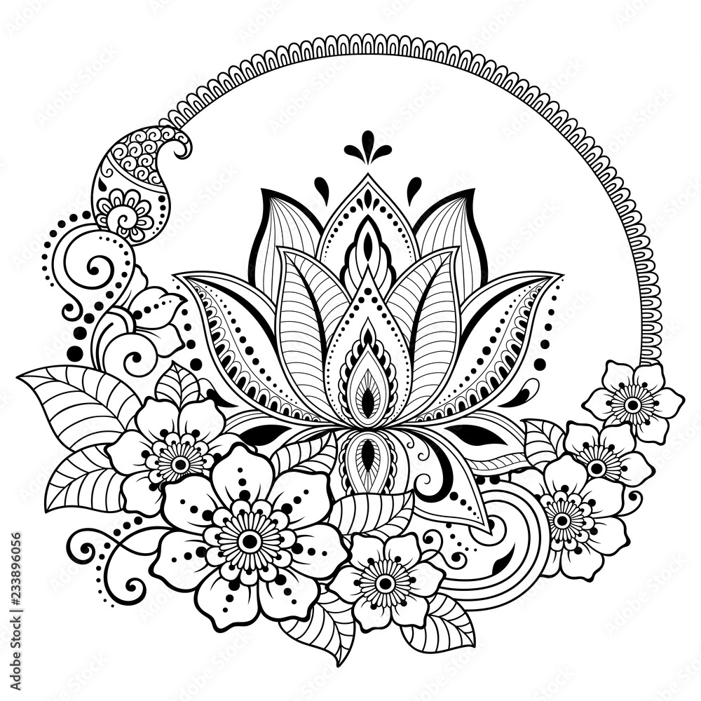 Handdrawn abstract henna mehndi flower ornament vector on VectorStock | Mehndi  flower, Flower henna, Henna patterns