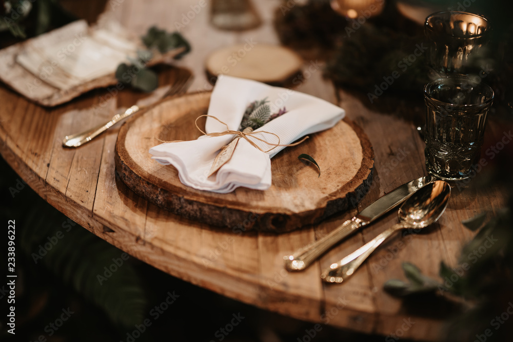 table with wedding decorations