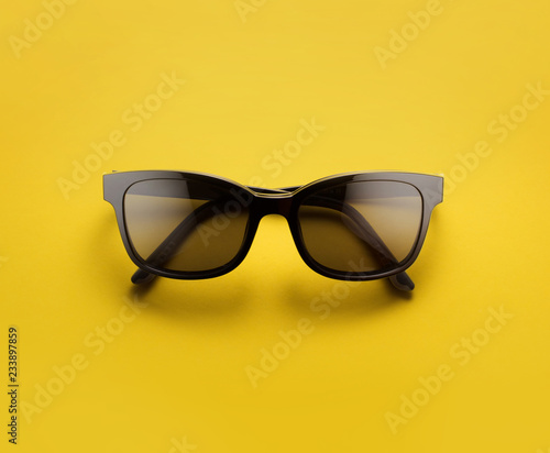 Glasses isolated on yellow with clipping path