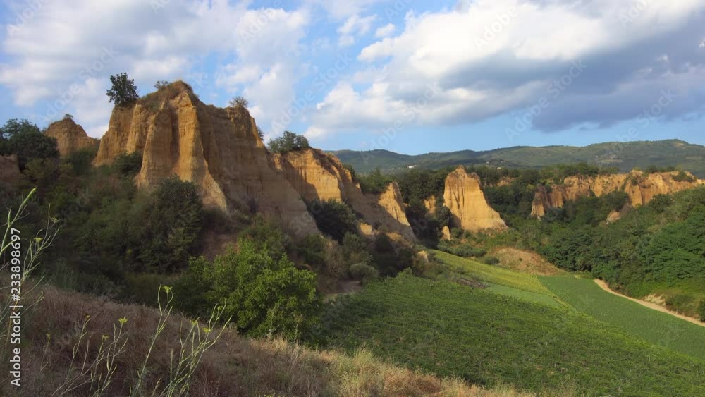 Nature landscape of the Balze, cliffs of Valdarno, Tuscany Italy. Natural cliffs made by clay and sandstone. Long shot view. Nature landscape of the Balze, cliffs of Valdarno, Tuscany Italy. Natural cliffs made by clay and sandstone. Long shot view.