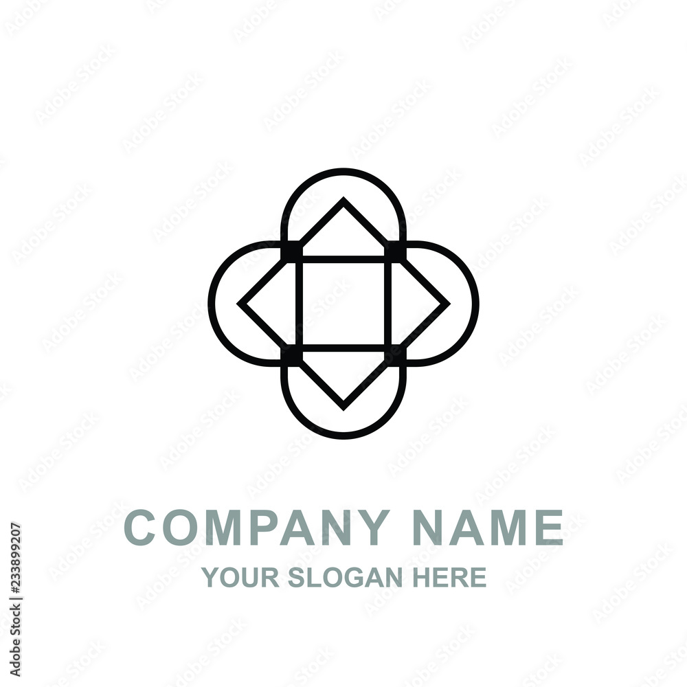 Flower Ornament Geometric  Logo Vector Illustration 