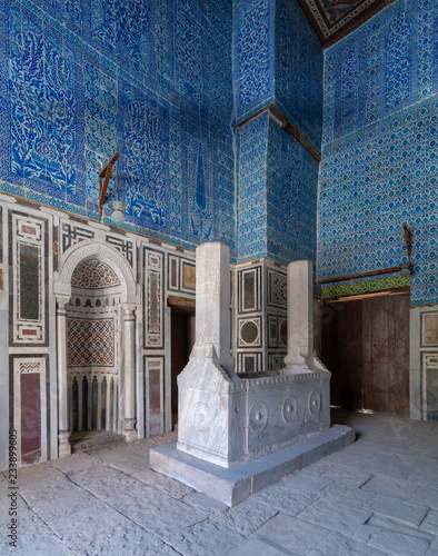 Tomb of Ibrahim Agha Mustahfizan, attached to the Mosque of Aqsunqur (Blue Mosque), Bab El Wazir district, Old Cairo, Egypt photo