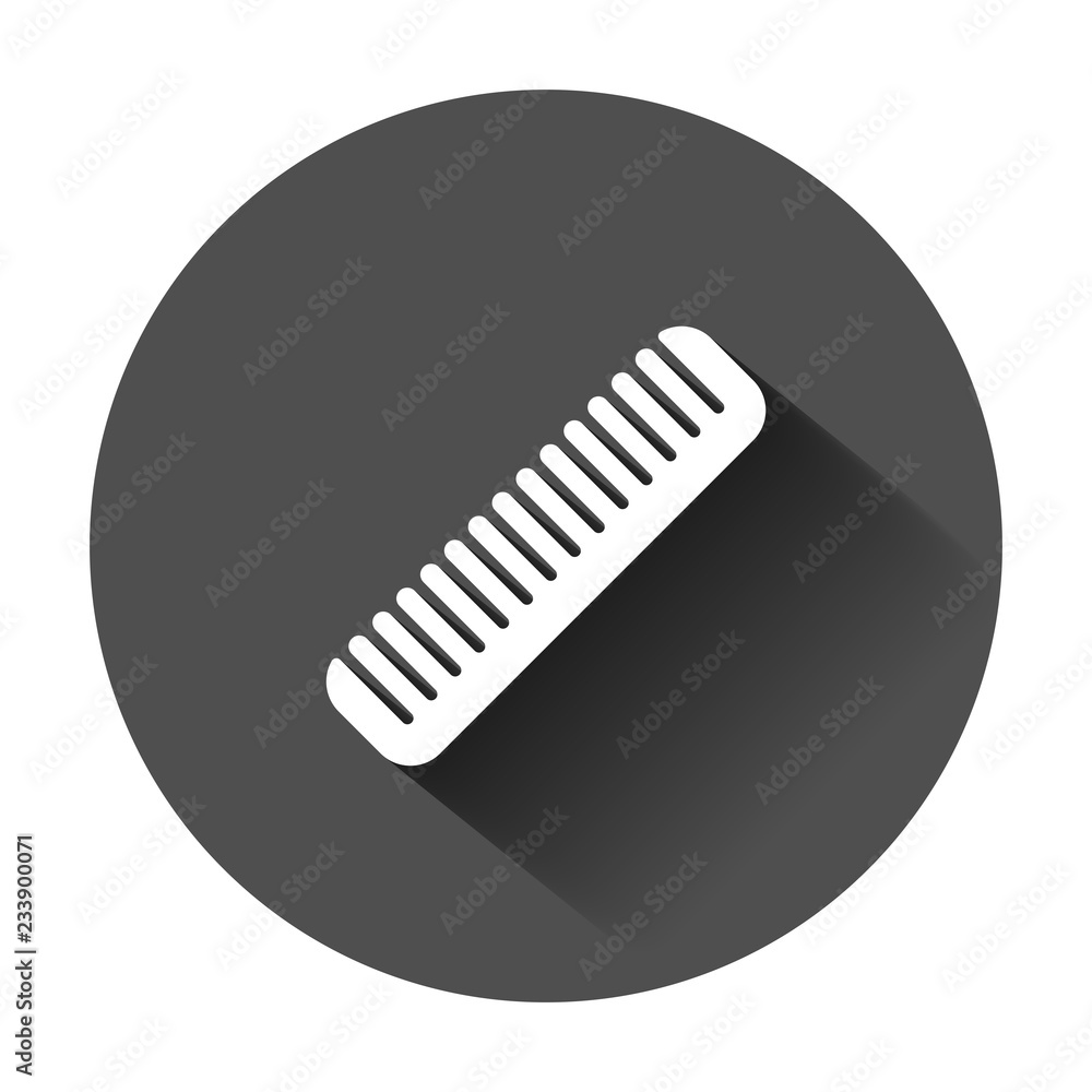 Hair brush icon in flat style. Comb accessory vector illustration with long shadow. Hairbrush business concept. Hair brush icon in flat style. Comb accessory vector illustration with long shadow. Hairbrush business concept.