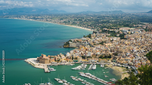Panoramic view on Castellamare del Golfo, Province of Trapani photo