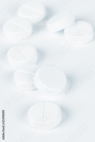 group of pills on white background