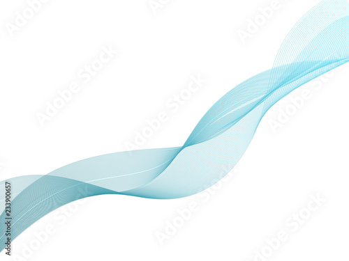 Blue gradient wave. Abstract and transparent wavy ribbon for your design.