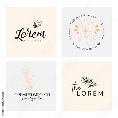 Minimalistic logo templates. Floral logos