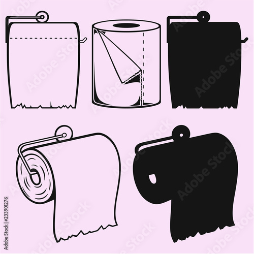 toilet paper on holder vector silhouette isolated