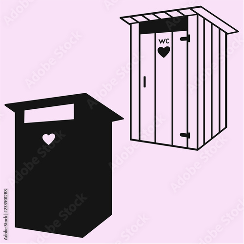 toilet outhouse or Outside toilet vector silhouette