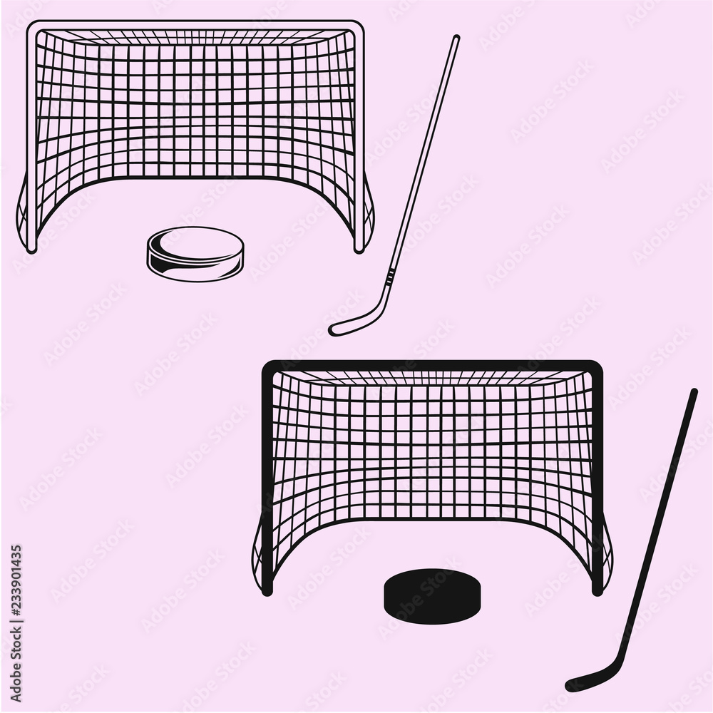 Ice Hockey Puck and Sticks. Sport Symbol Graphic by DG-Studio
