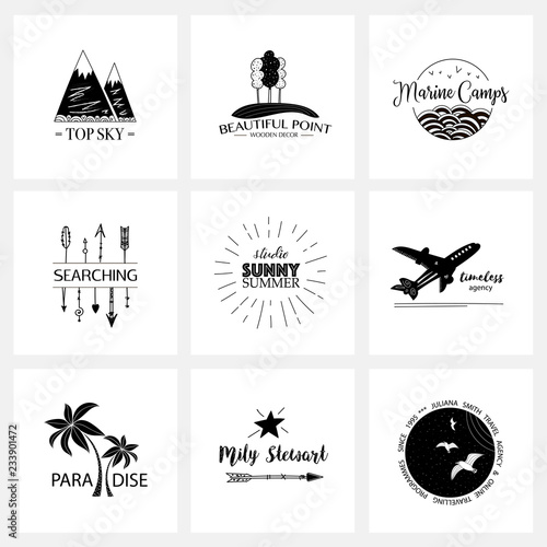 Summer logo templates. Travel logos