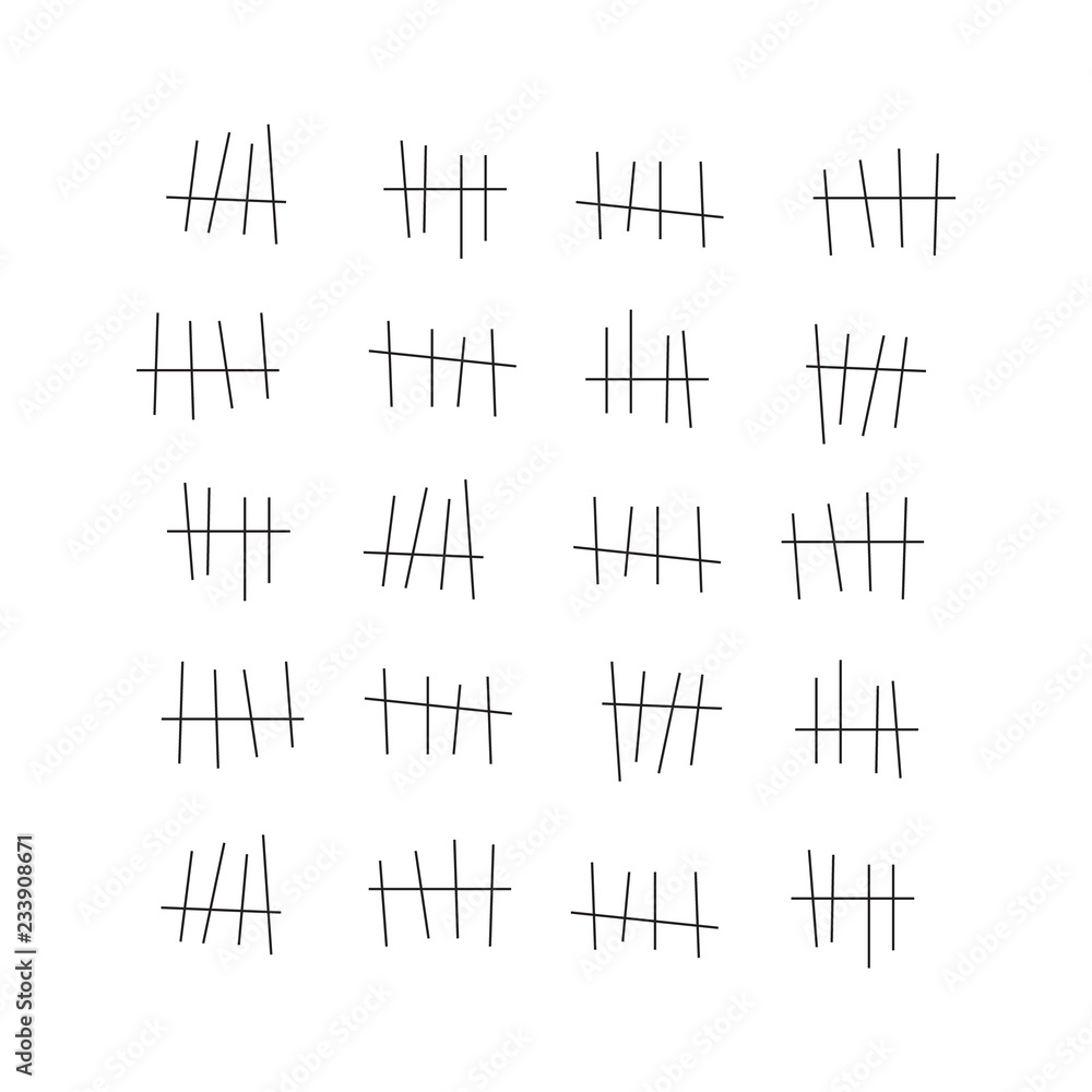 Tally marks. Counting waiting tally number marks