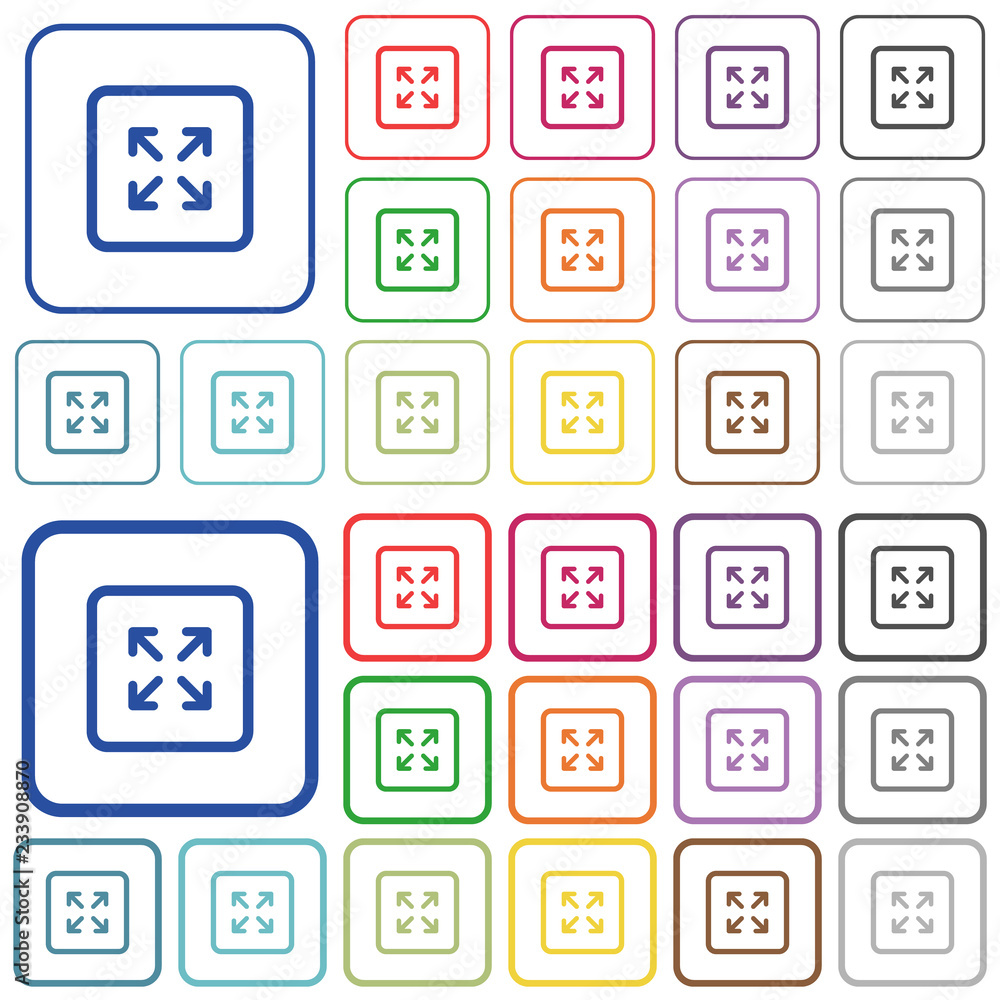 Enlarge object outlined flat color icons Enlarge object outlined flat color icons