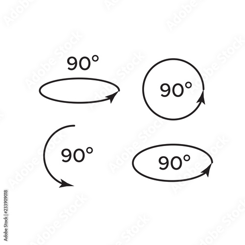 Set of rotate 45, 90, 180 and 360 icons. Rotation degree 180