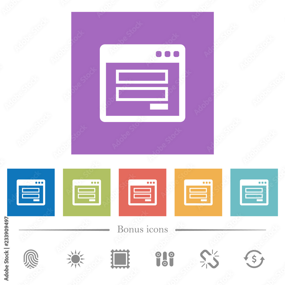 Login panel flat white icons in square backgrounds Login panel flat white icons in square backgrounds