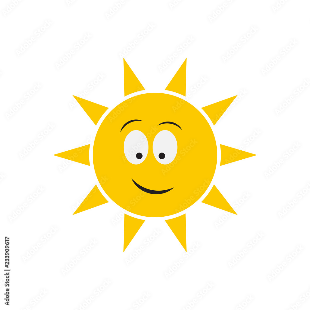 Smiling sun icons. Cartoon smile sun vector set