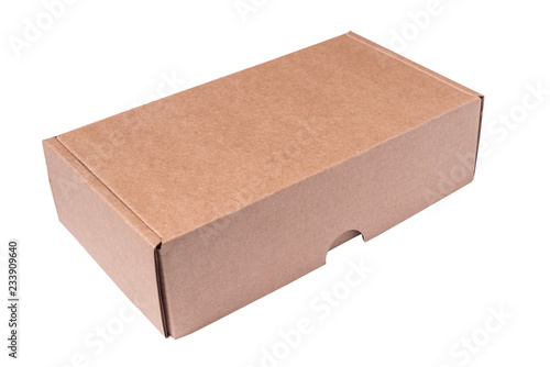 Brown cardboard box, isolated photo