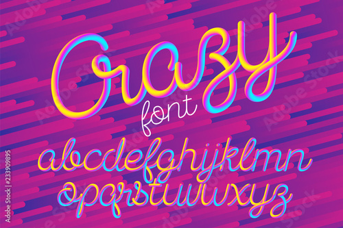 Crazy color 3D alphabet vector pipe font