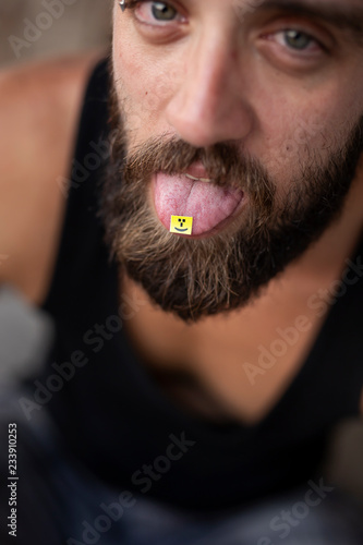 Man taking LSD photo