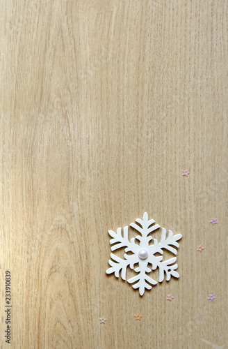 snowflake on wooden background, christmas background