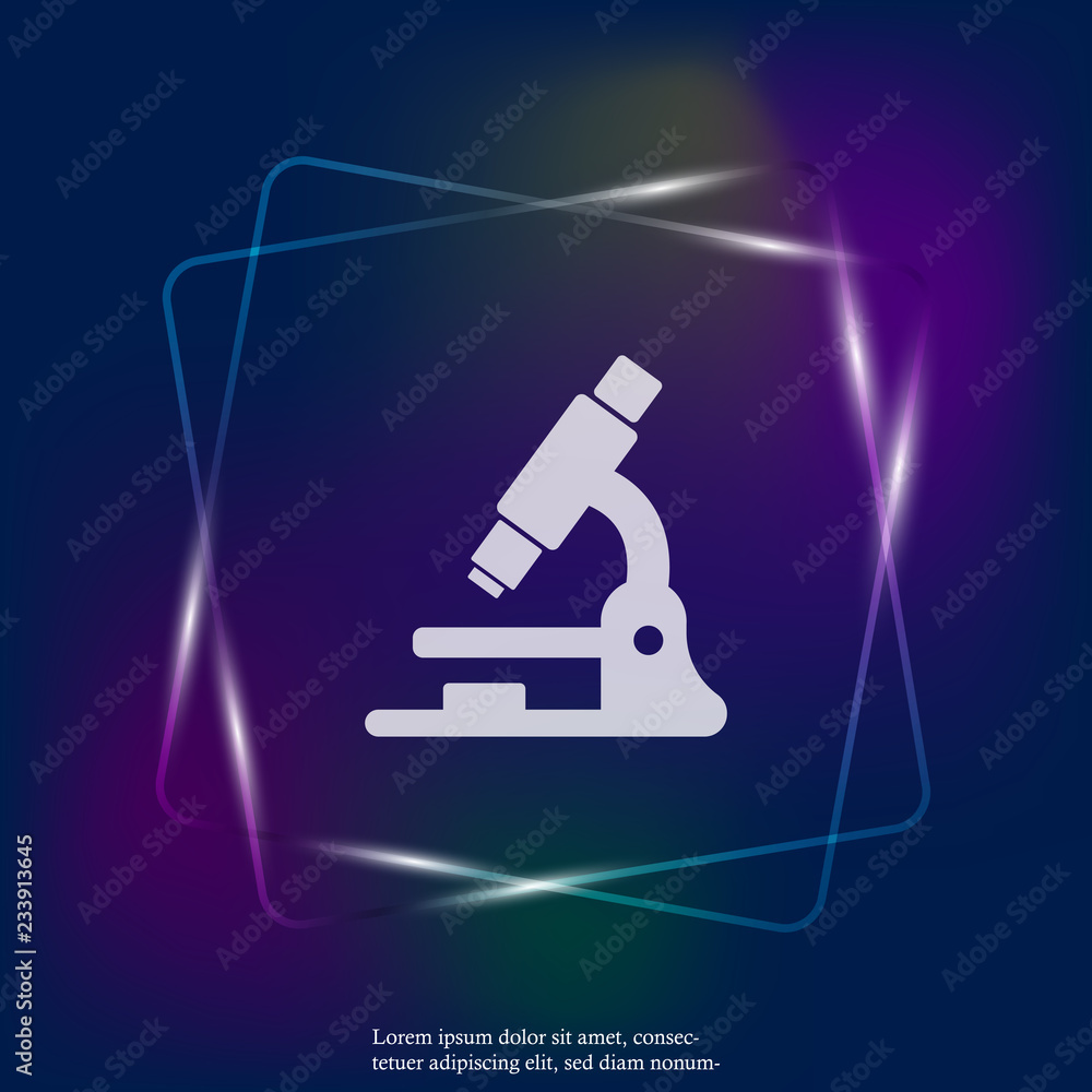 Microscope vector neon light icon. Llaboratory microscope. Layers grouped for easy editing illustration. For your design. Microscope vector neon light icon. Llaboratory microscope. Layers grouped for easy editing illustration. For your design.